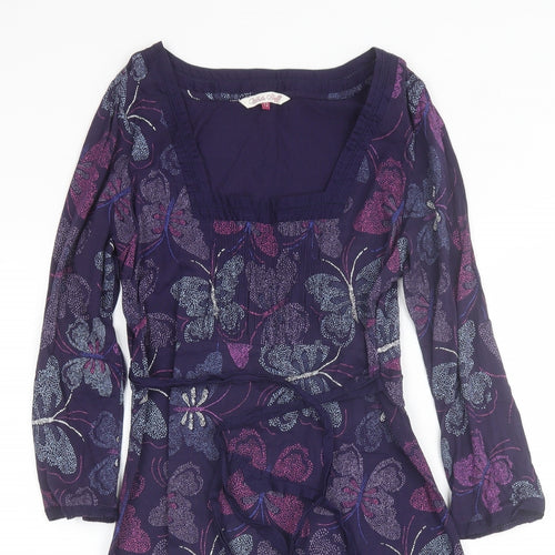 White Stuff Womens Purple Floral Cotton Shift  Size 12  Square Neck