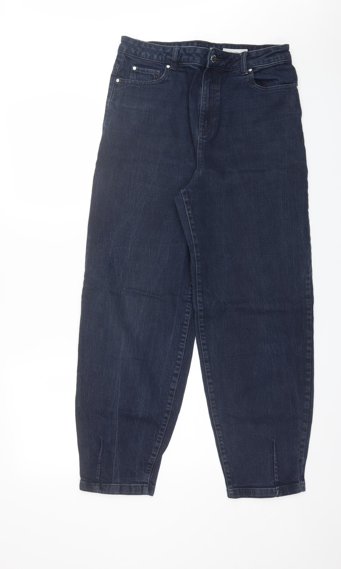 Marks and Spencer Womens Blue  Cotton Mom Jeans Size 14 L28 in Regular