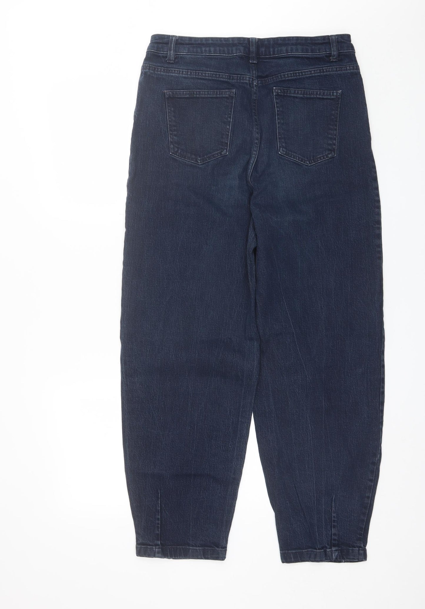 Marks and Spencer Womens Blue  Cotton Mom Jeans Size 14 L28 in Regular