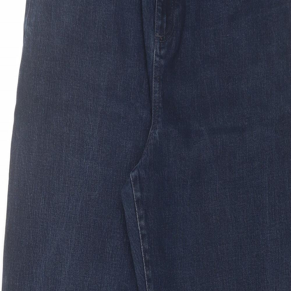 Marks and Spencer Womens Blue  Cotton Mom Jeans Size 14 L28 in Regular