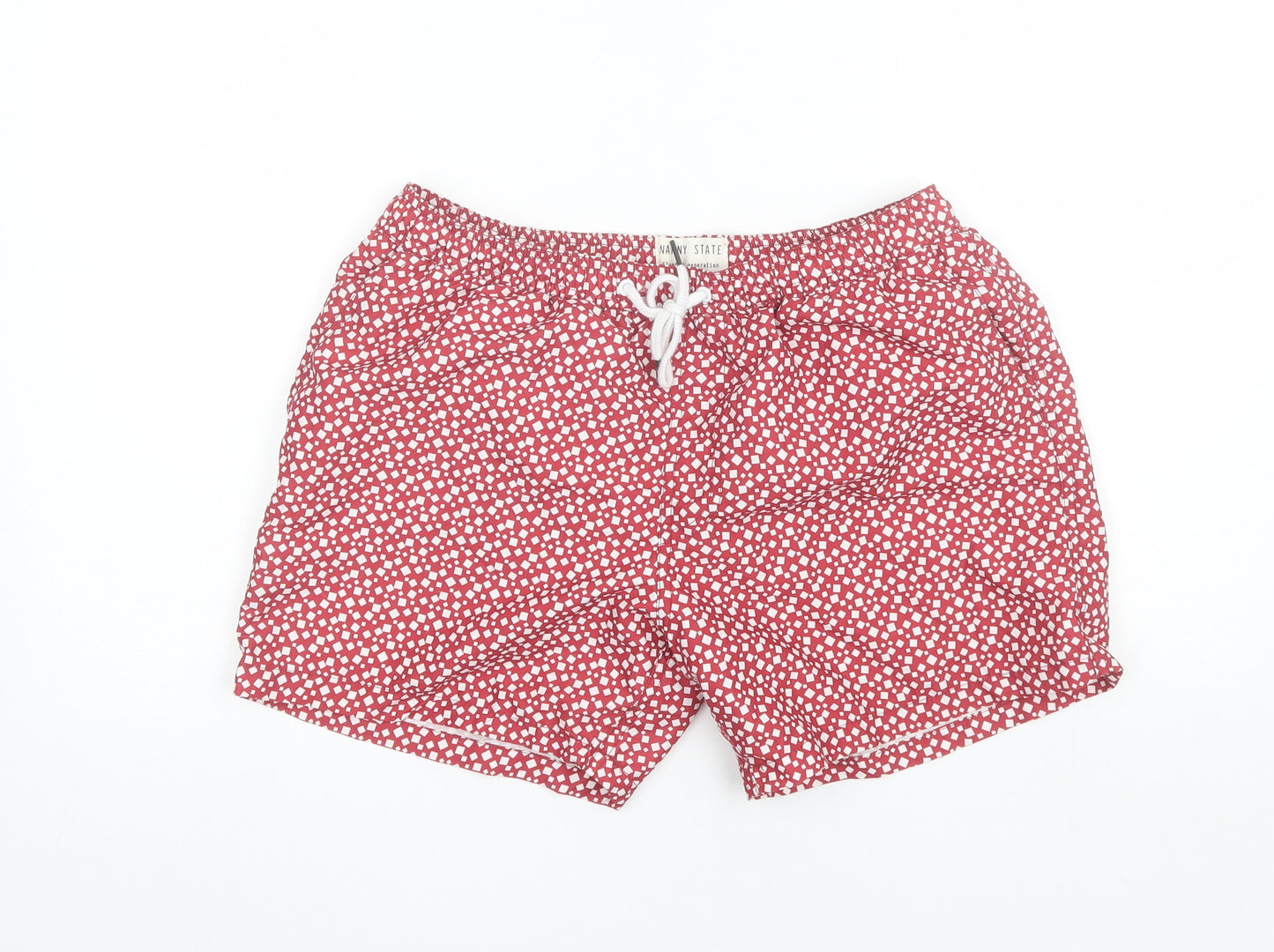 Nanny State Mens Red Geometric Polyester Bermuda Shorts Size M  Regular