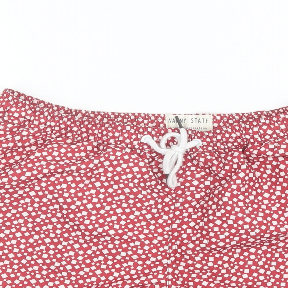 Nanny State Mens Red Geometric Polyester Bermuda Shorts Size M  Regular