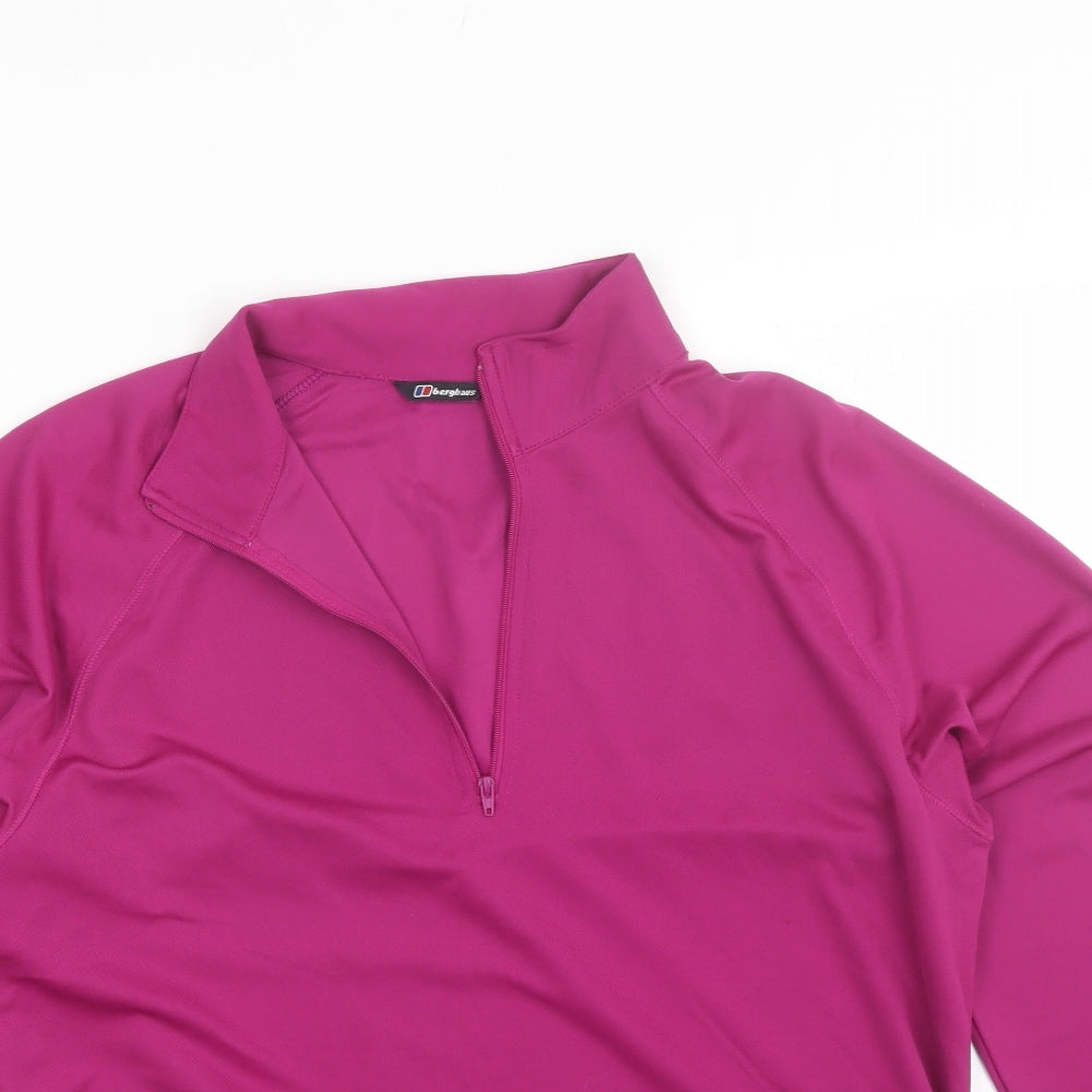 BURGHAUS Womens Purple Collared  Polyester Pullover Jumper Size 18