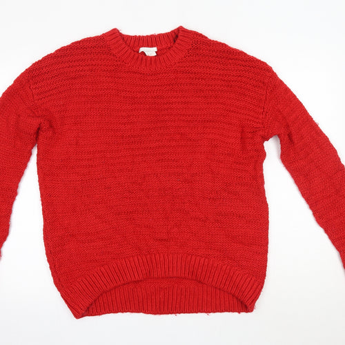 H&M Womens Red Round Neck  Acrylic Pullover Jumper Size S