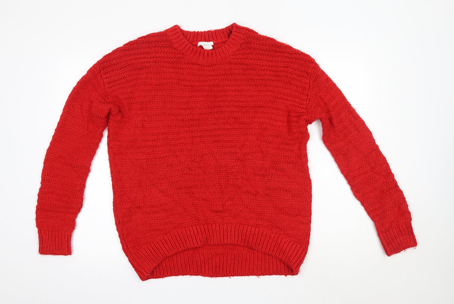 H&M Womens Red Round Neck  Acrylic Pullover Jumper Size S