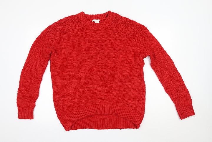 H&M Womens Red Round Neck  Acrylic Pullover Jumper Size S