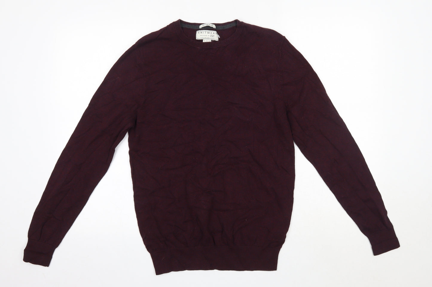 F&F Mens Purple Round Neck  Cotton Pullover Jumper Size S