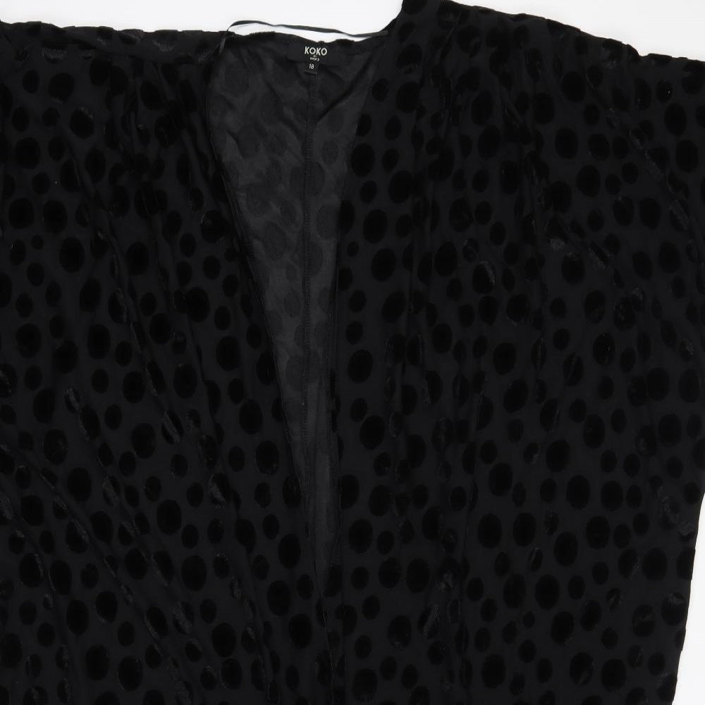 KOKO Womens Black V-Neck Polka Dot Polyester Cardigan Jumper Size 18