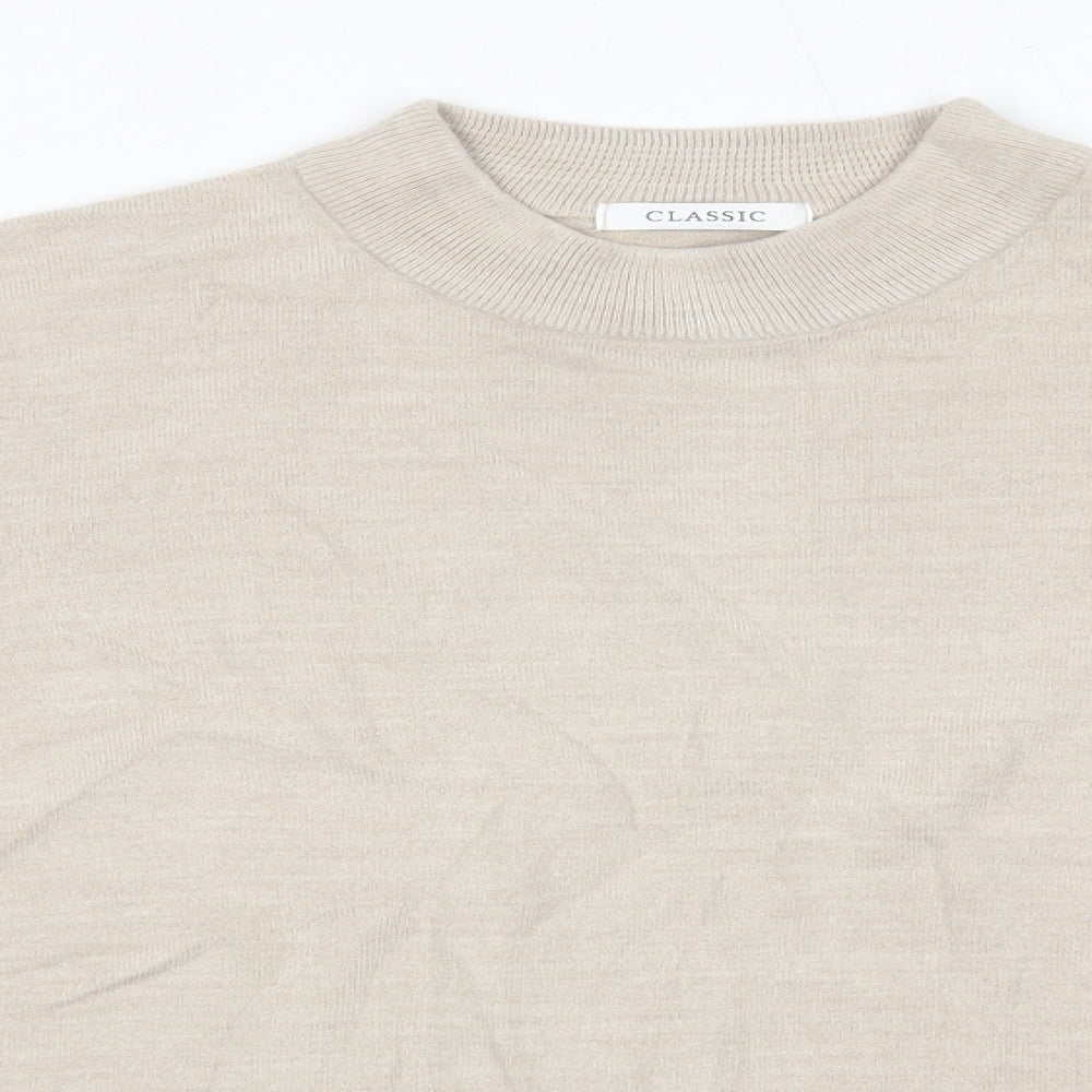 M&S Womens Beige High Neck  Acrylic Pullover Jumper Size 14