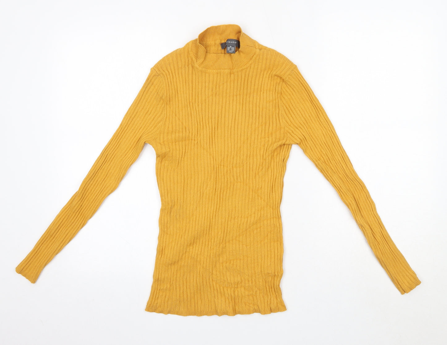 Primark Womens Yellow High Neck  Viscose Pullover Jumper Size XL