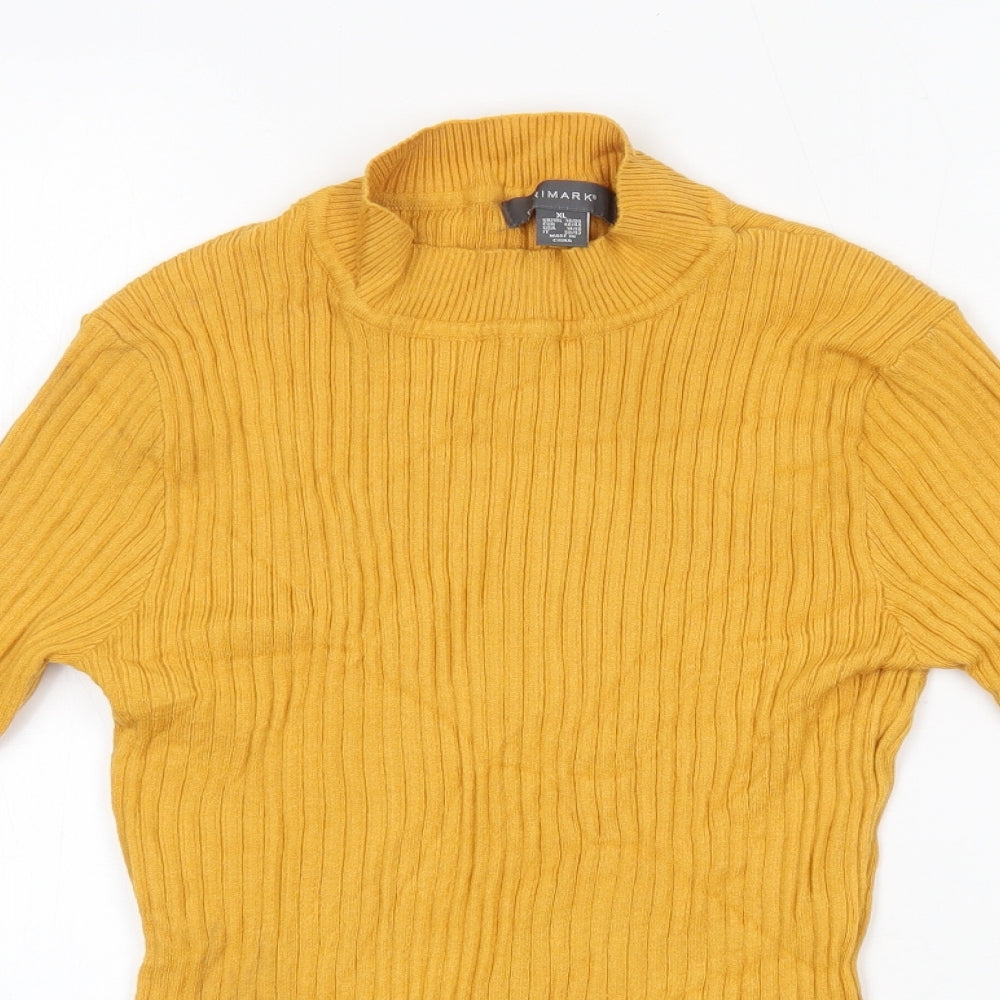 Primark Womens Yellow High Neck  Viscose Pullover Jumper Size XL