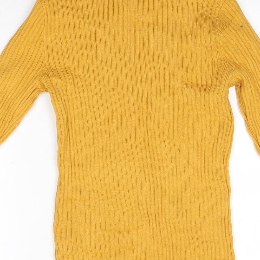 Primark Womens Yellow High Neck  Viscose Pullover Jumper Size XL