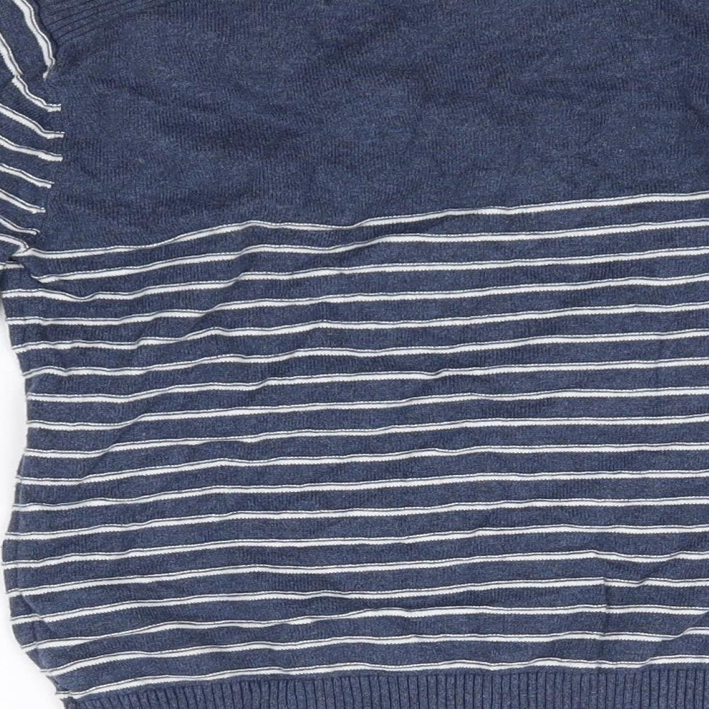 George Boys Blue Round Neck Striped 100% Cotton Pullover Jumper Size 7-8 Years