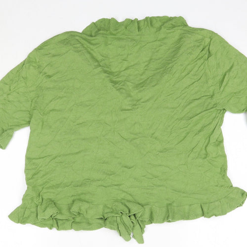 Autonomy Womens Green  Cotton Basic Blouse Size 14 V-Neck