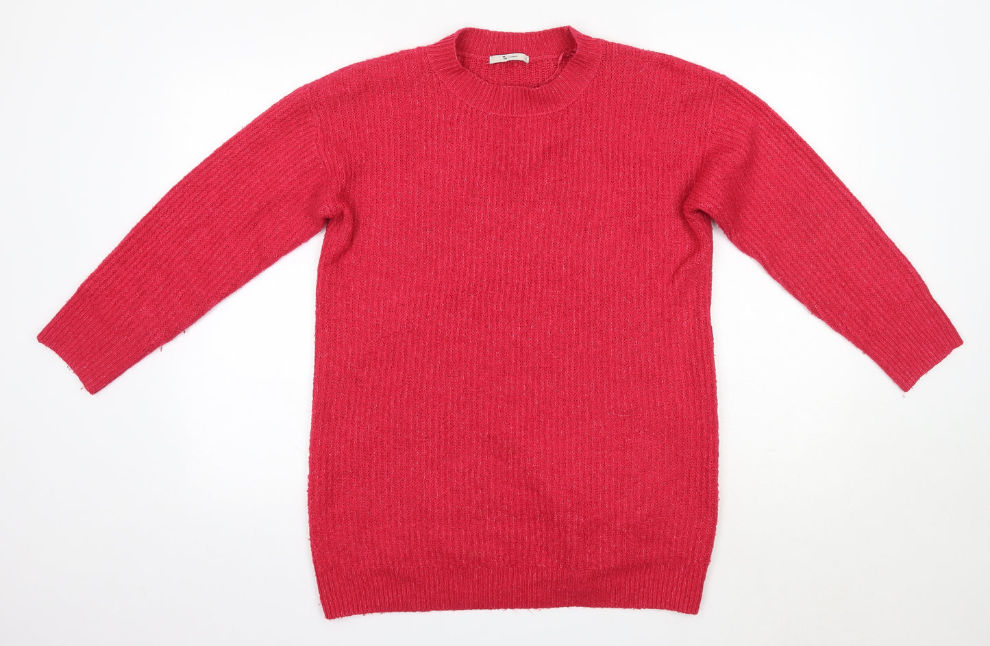 TU Womens Pink Crew Neck  Acrylic Pullover Jumper Size 12