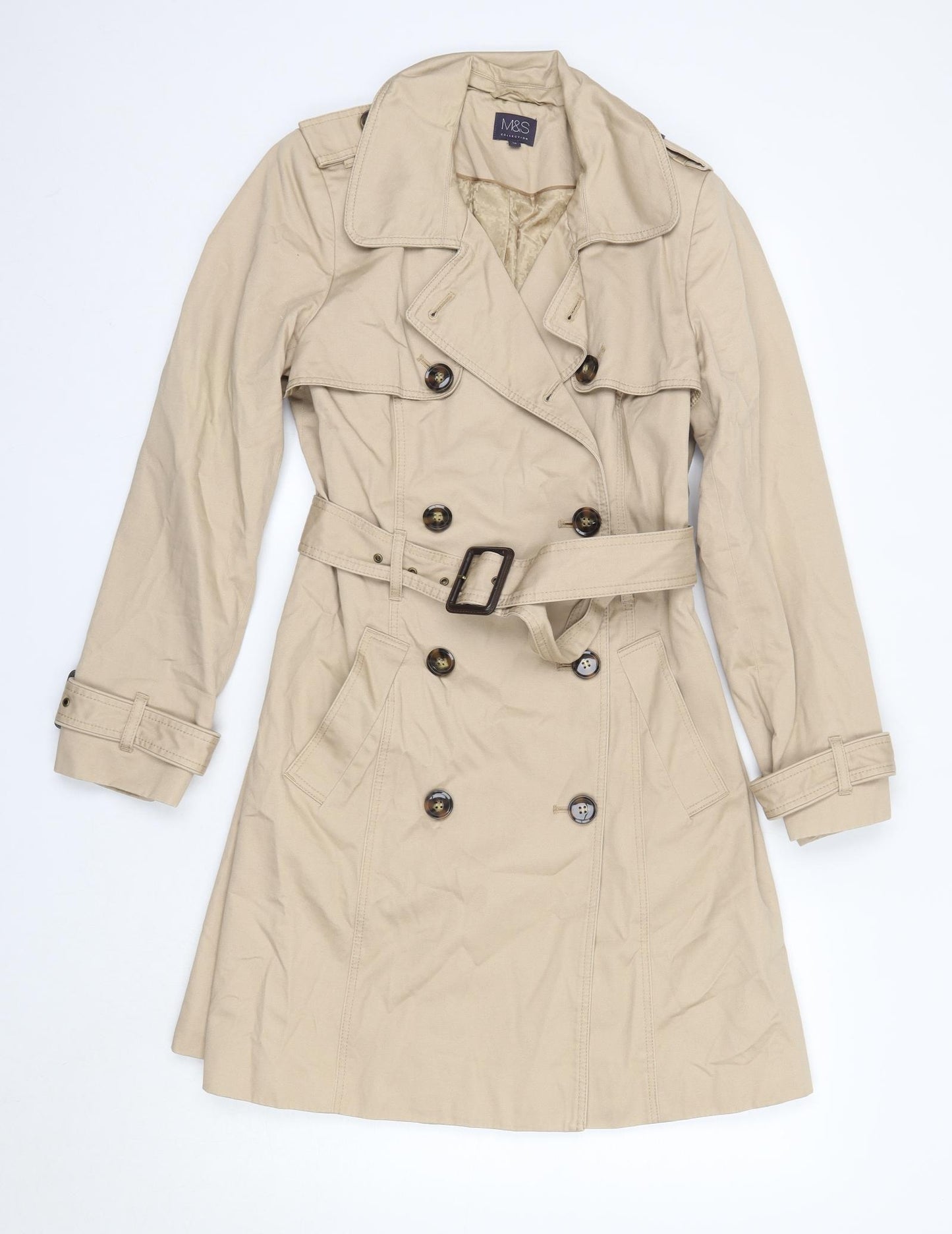 M&S Womens Beige   Parka Coat Size 10