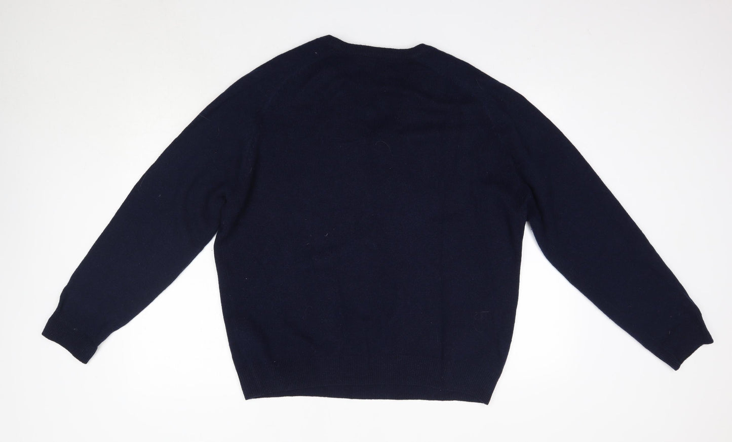 Blue Harbour Mens Blue V-Neck  Wool Pullover Jumper Size L   - Extrafine Lambswool