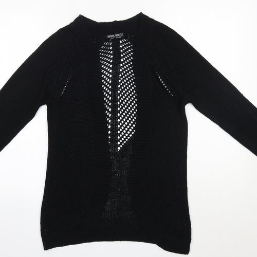 Select Womens Black V-Neck  Acrylic Cardigan Jumper Size 6