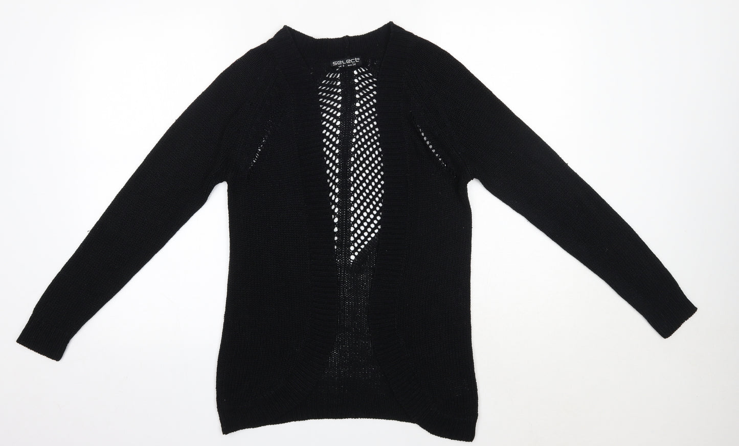 Select Womens Black V-Neck  Acrylic Cardigan Jumper Size 6