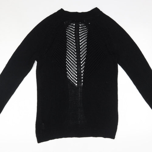 Select Womens Black V-Neck  Acrylic Cardigan Jumper Size 6