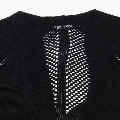 Select Womens Black V-Neck  Acrylic Cardigan Jumper Size 6
