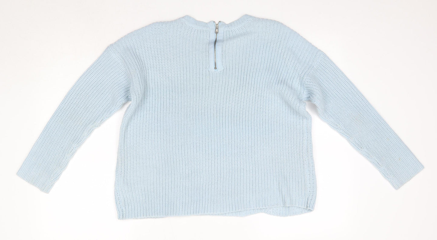 Dorothy Perkins Womens Blue Round Neck  Acrylic Pullover Jumper Size 12