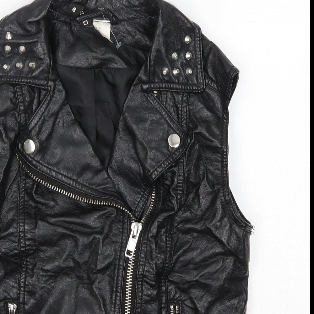 H&M Womens Black   Jacket  Size 4   - Faux Leather