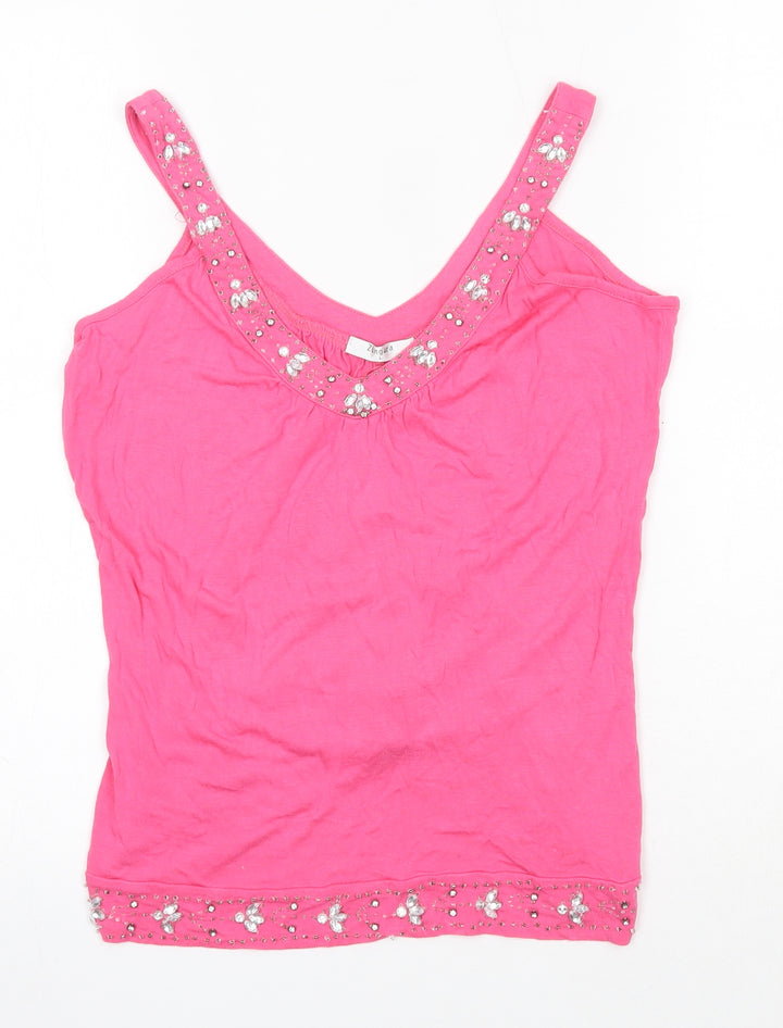 Zingara Womens Pink  Viscose Camisole Blouse Size L V-Neck