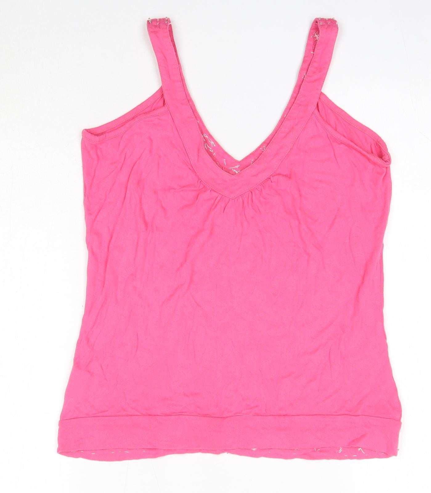 Zingara Womens Pink  Viscose Camisole Blouse Size L V-Neck
