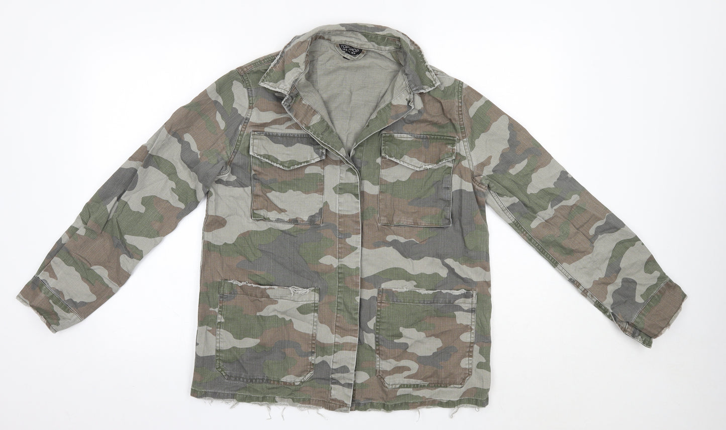 Topshop Womens Green Camouflage  Jacket  Size 10