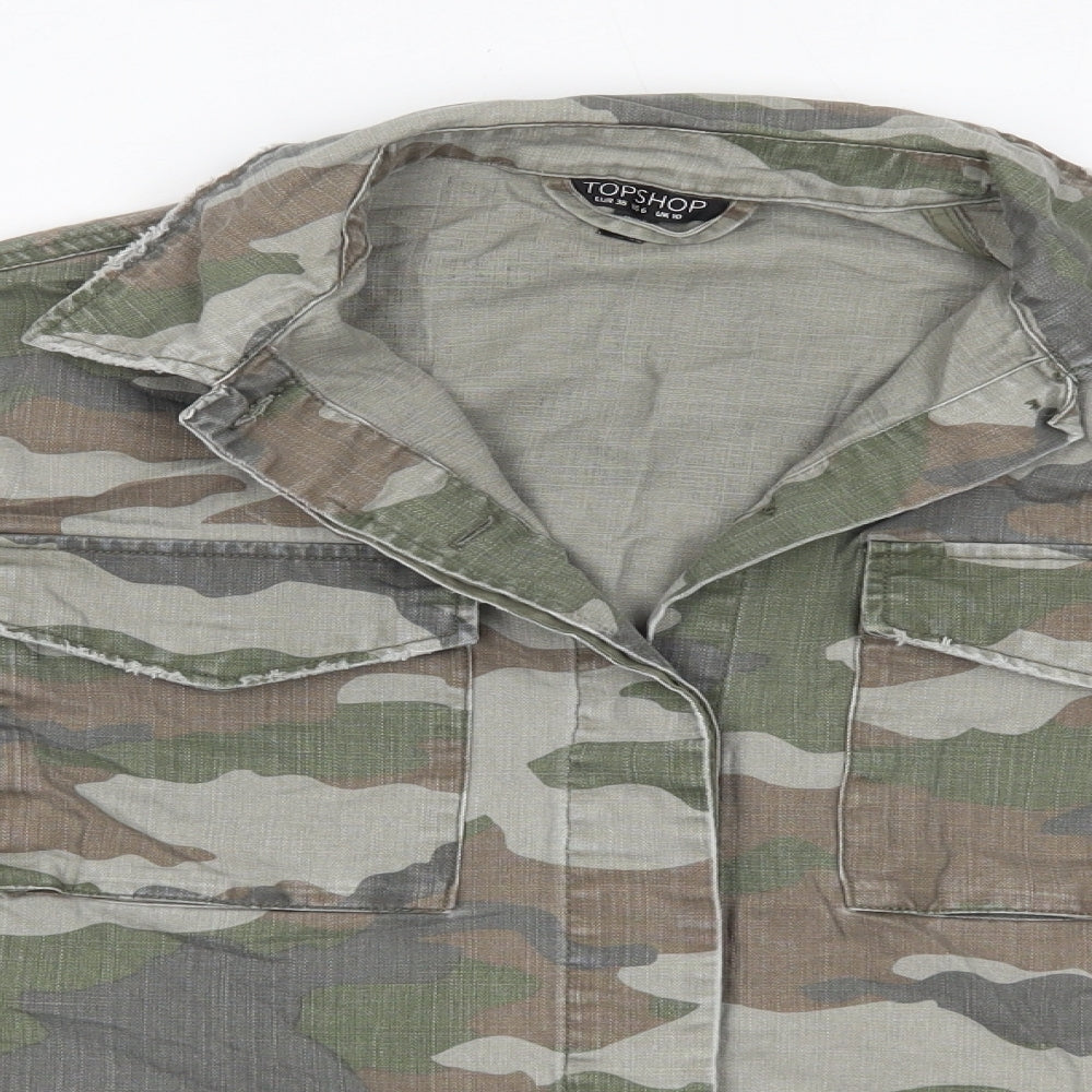 Topshop Womens Green Camouflage  Jacket  Size 10