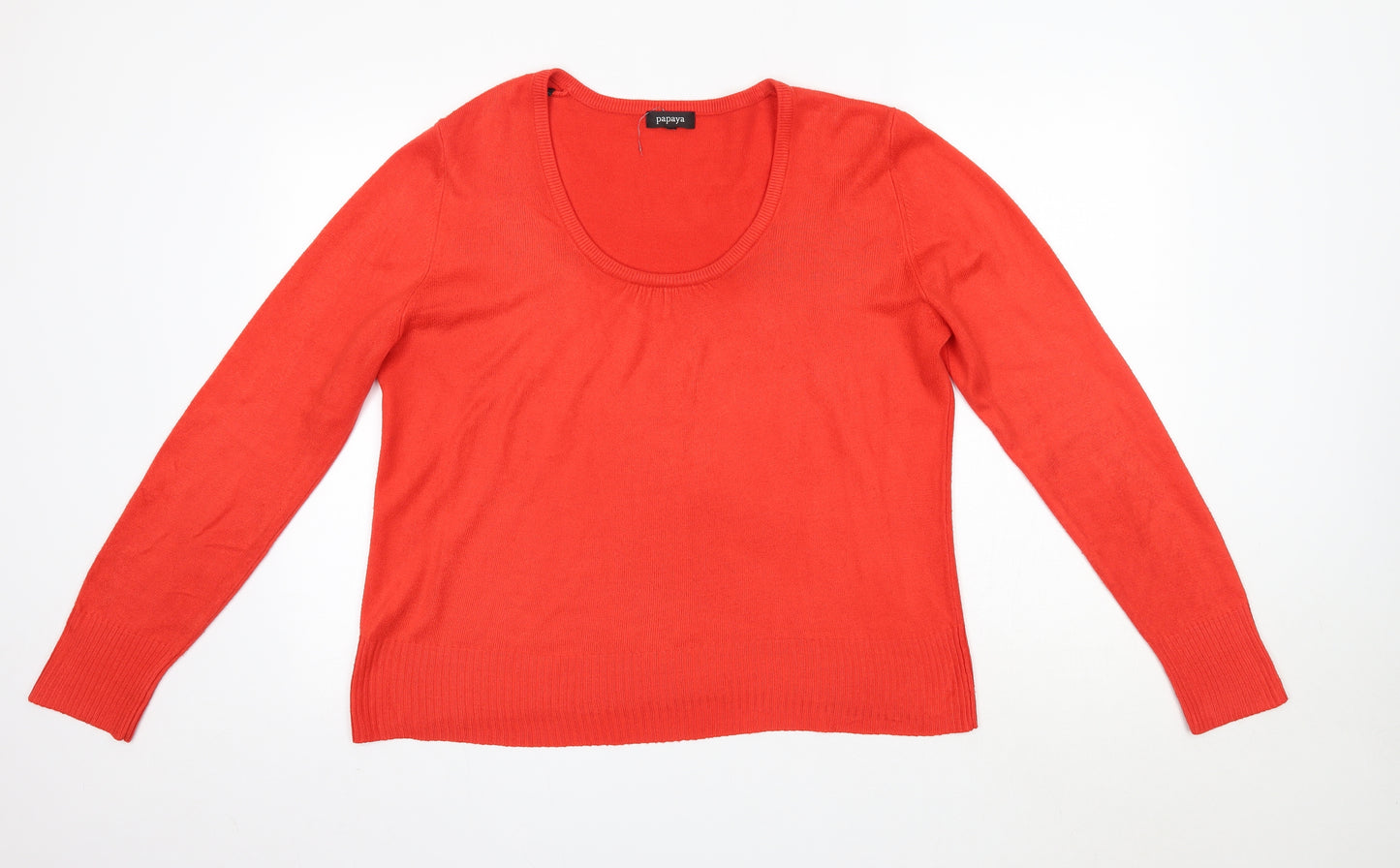 Matalan Womens Orange Scoop Neck  Acrylic Pullover Jumper Size 18