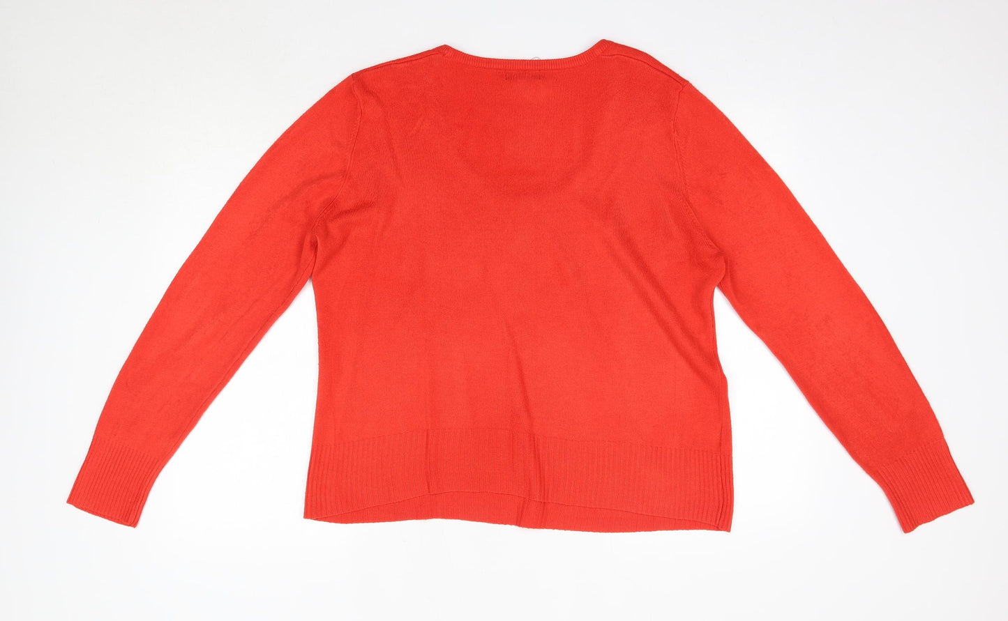 Matalan Womens Orange Scoop Neck  Acrylic Pullover Jumper Size 18