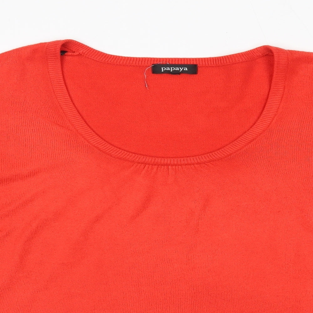 Matalan Womens Orange Scoop Neck  Acrylic Pullover Jumper Size 18