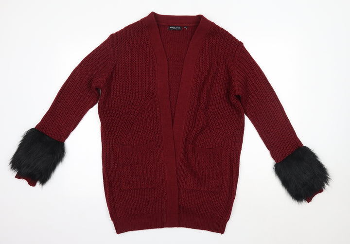Brave Soul Womens Purple V-Neck Acrylic Cardigan Jumper Size S