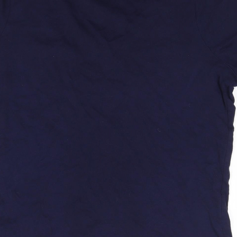 M&S Womens Blue  100% Cotton Basic T-Shirt Size 22 V-Neck