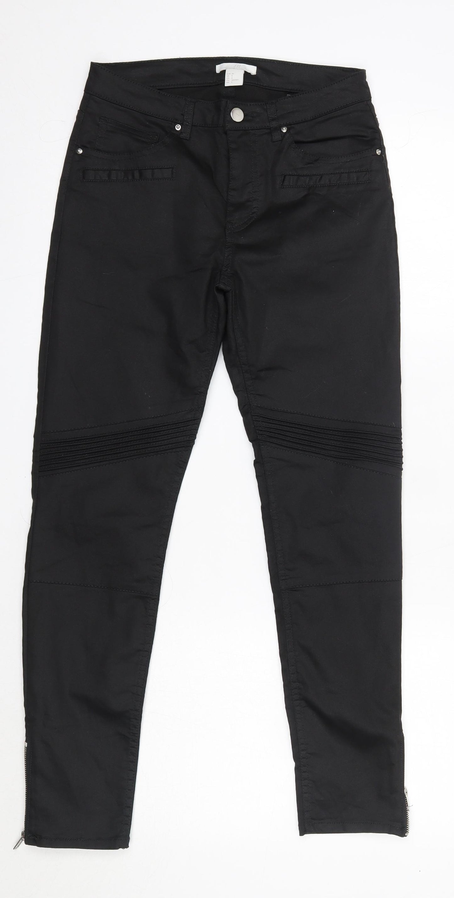 H&M Womens Black  Cotton Skinny Jeans Size 8 L26 in Regular