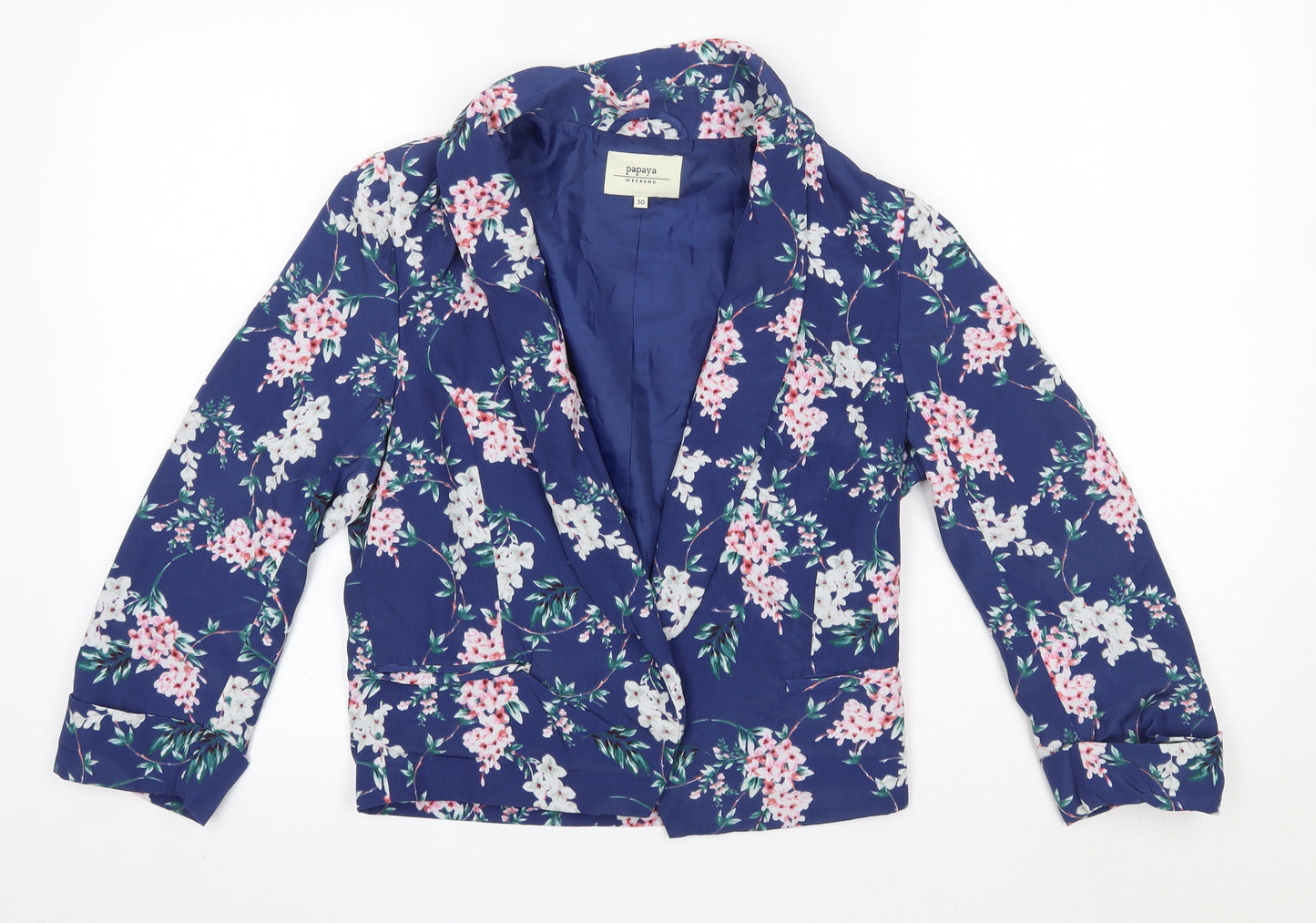 Matalan Womens Blue Floral  Jacket Blazer Size 10