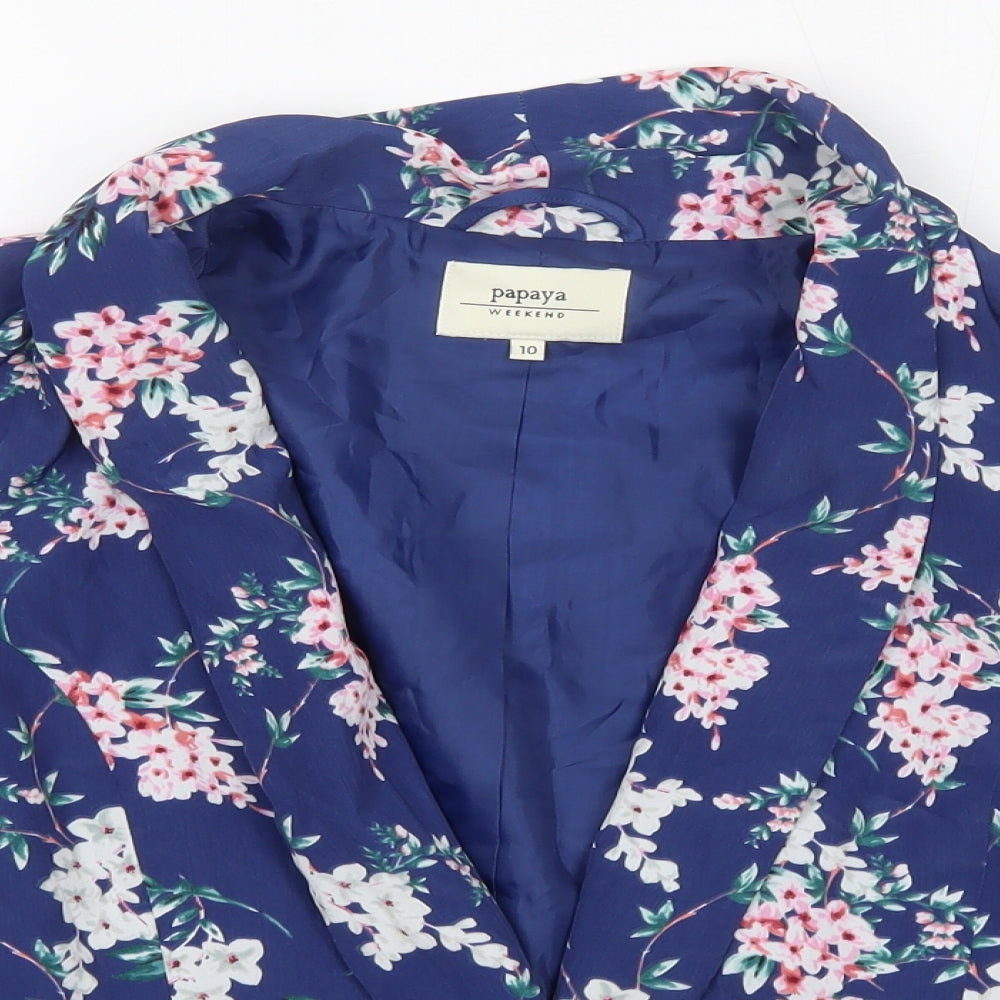 Matalan Womens Blue Floral  Jacket Blazer Size 10