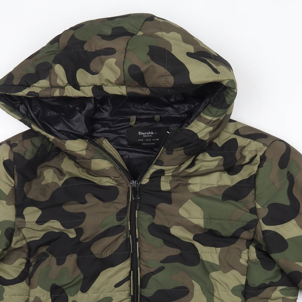 Bershka Womens Green Camouflage  Jacket Coat Size S