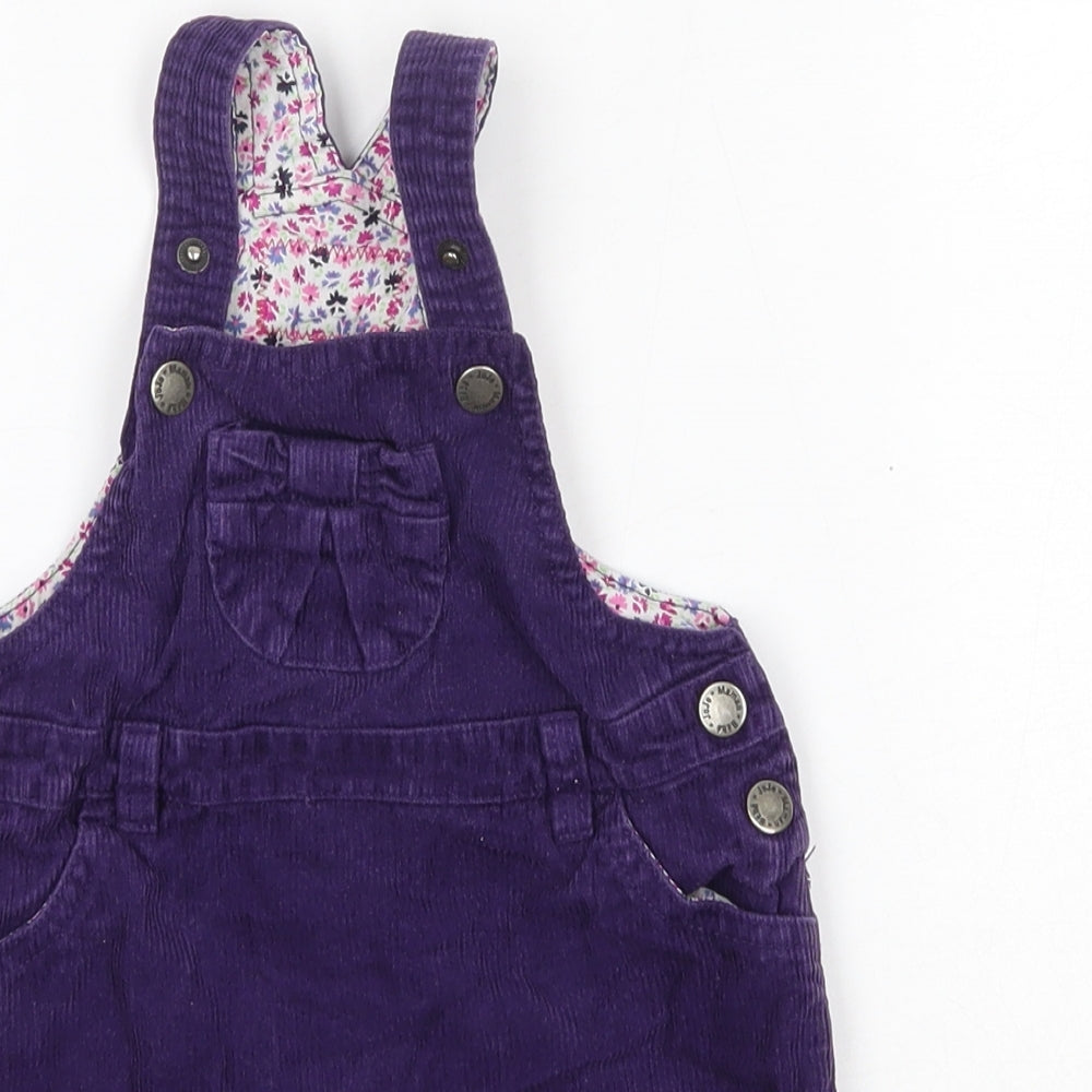 JoJo Maman Bébé Baby Purple  100% Cotton Pinafore/Dungaree Dress  Size 12-18 Months  Square Neck