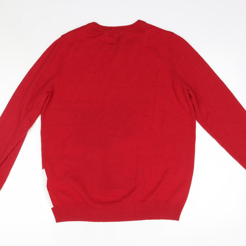 ESMARA Womens Red Round Neck  Acrylic Pullover Jumper Size M   - Christmas Light Up Flashing