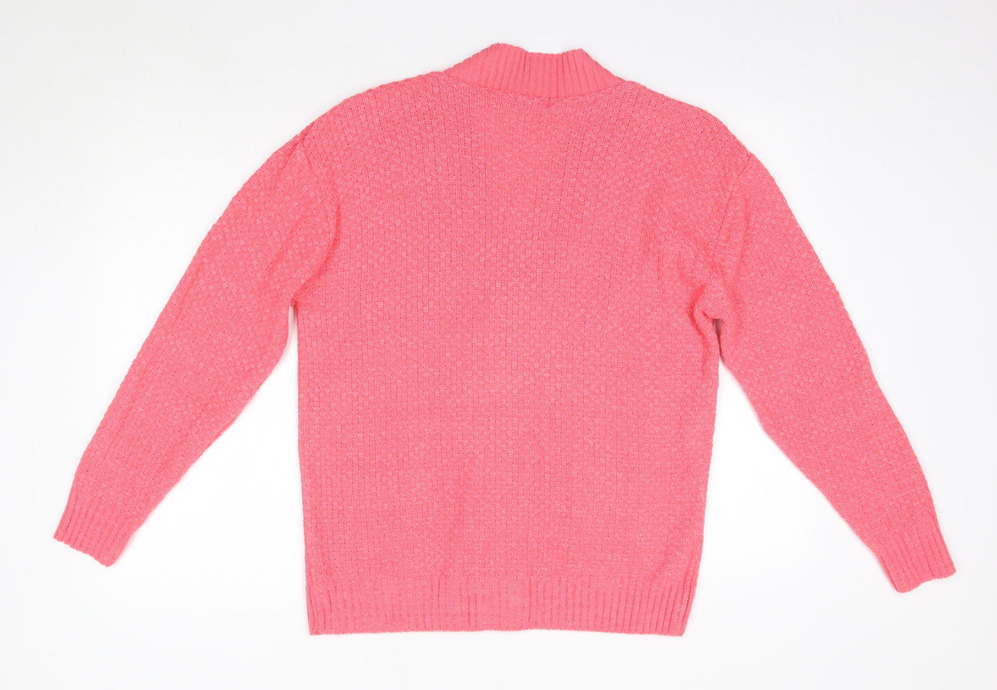 Fashion Alert Womens Pink V-Neck  Acrylic Cardigan Jumper Size L
