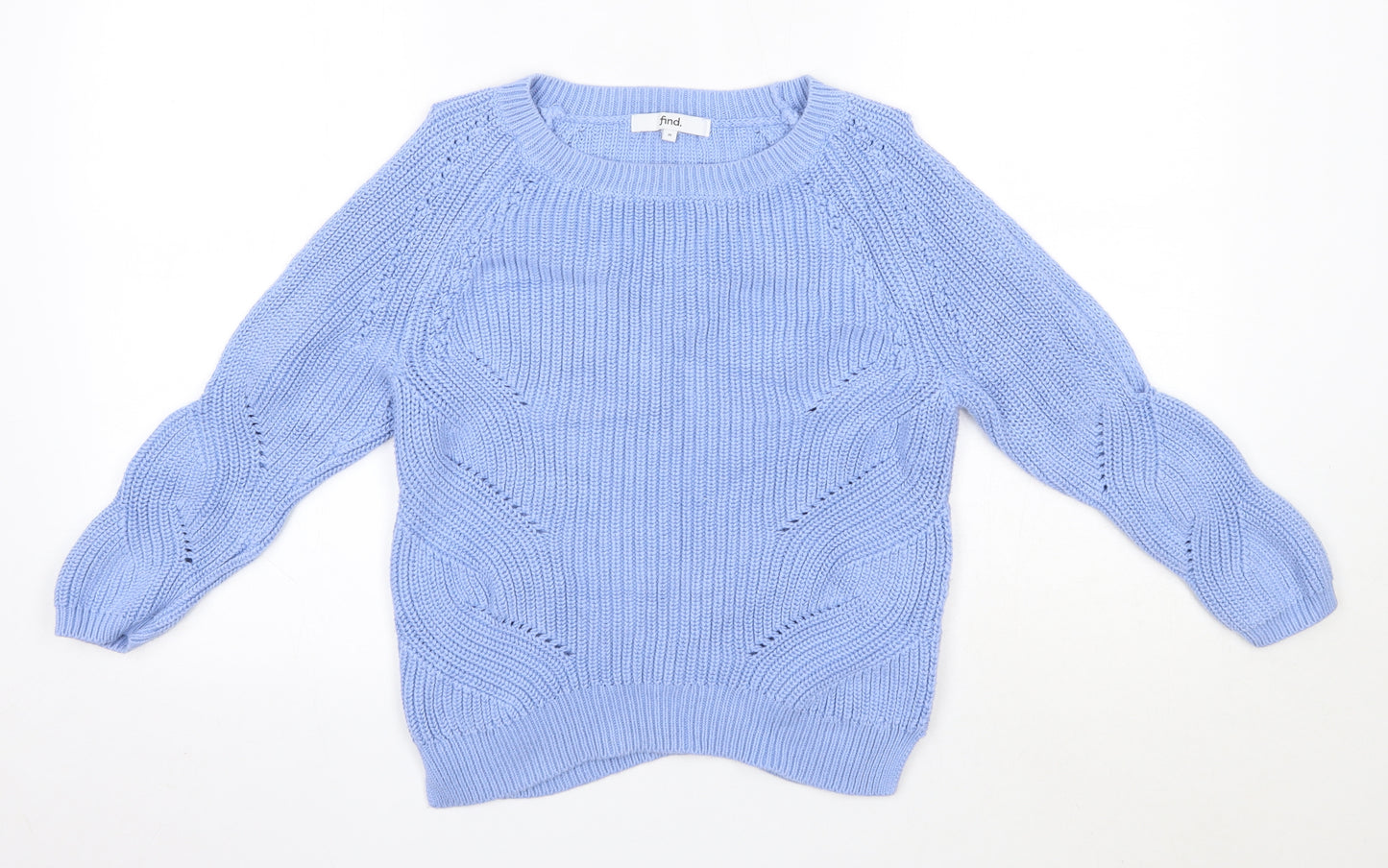 find Womens Blue Round Neck  100% Cotton Pullover Jumper Size M
