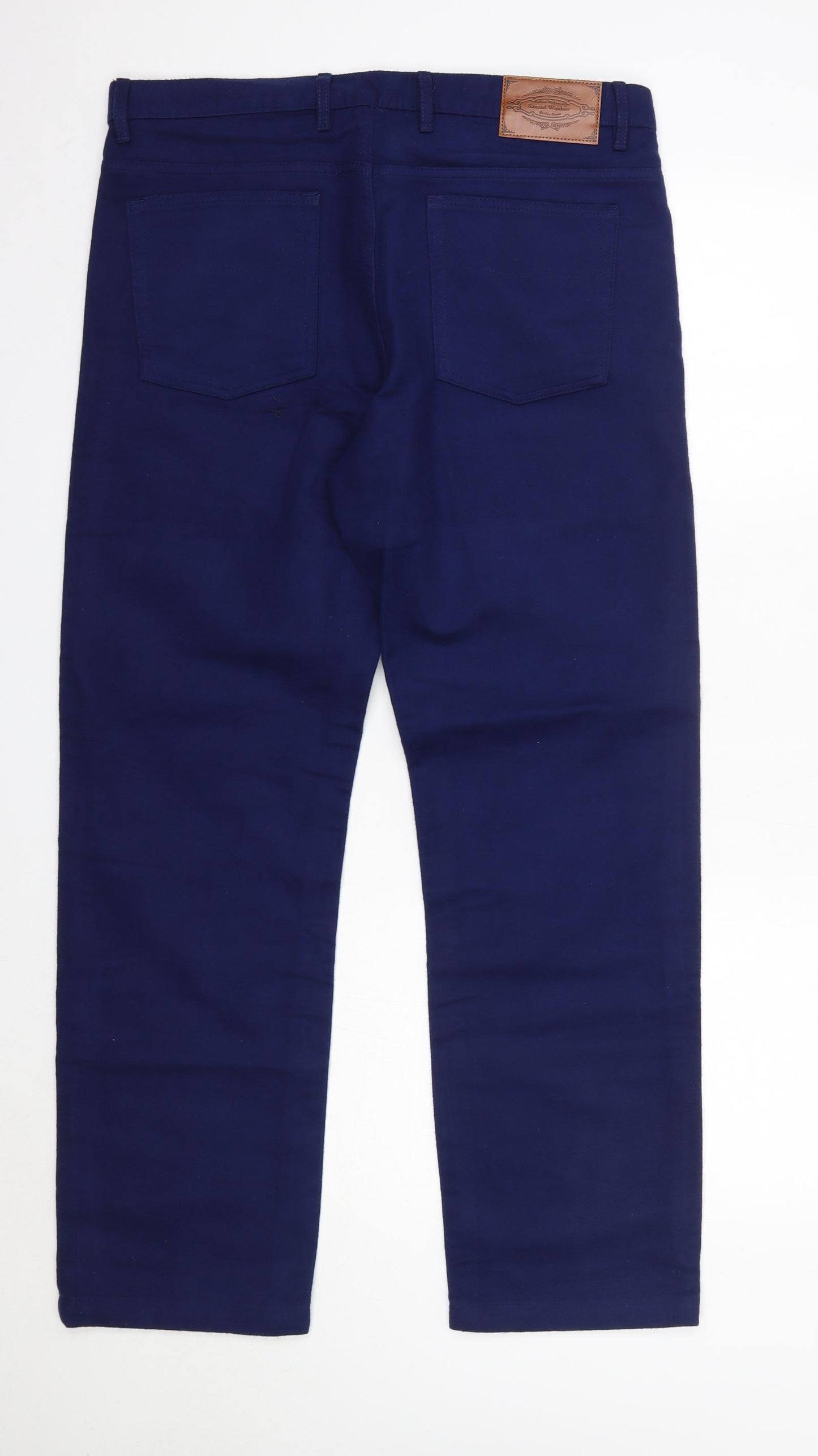Samuel Windsor Mens Blue  Cotton Trousers  Size 34 in L31 in Regular  - Moleskin