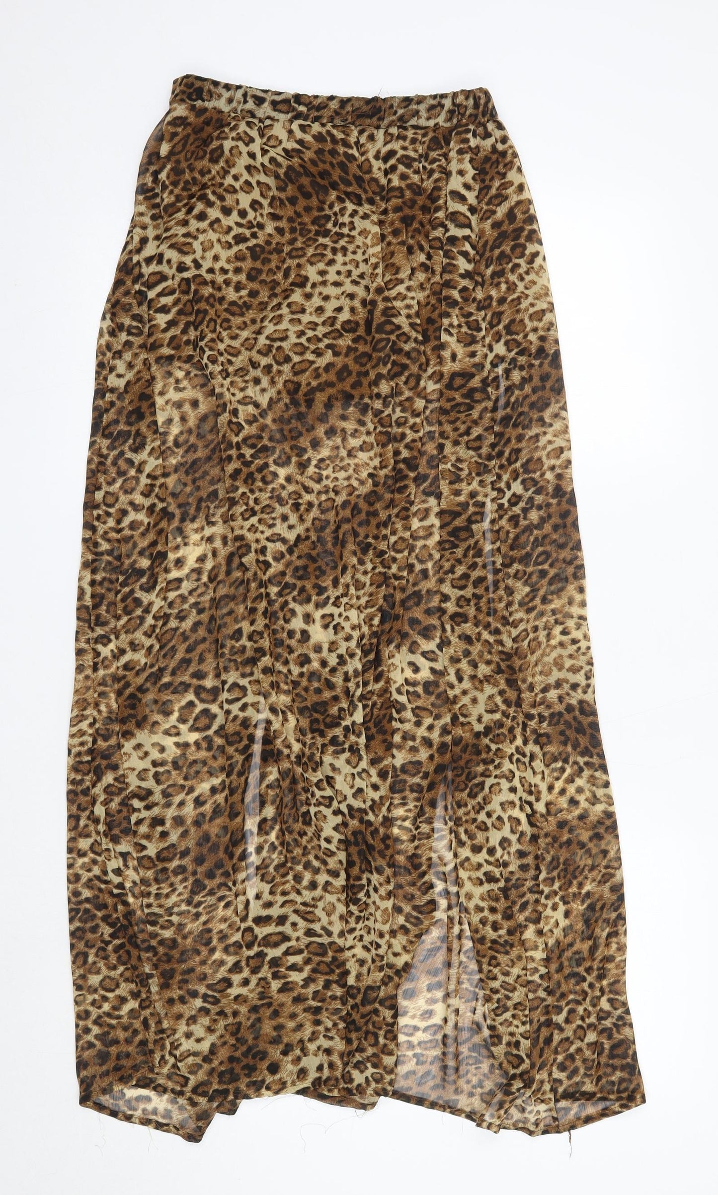 Blue Vanilla Womens Brown Animal Print Polyester Maxi Skirt Size L