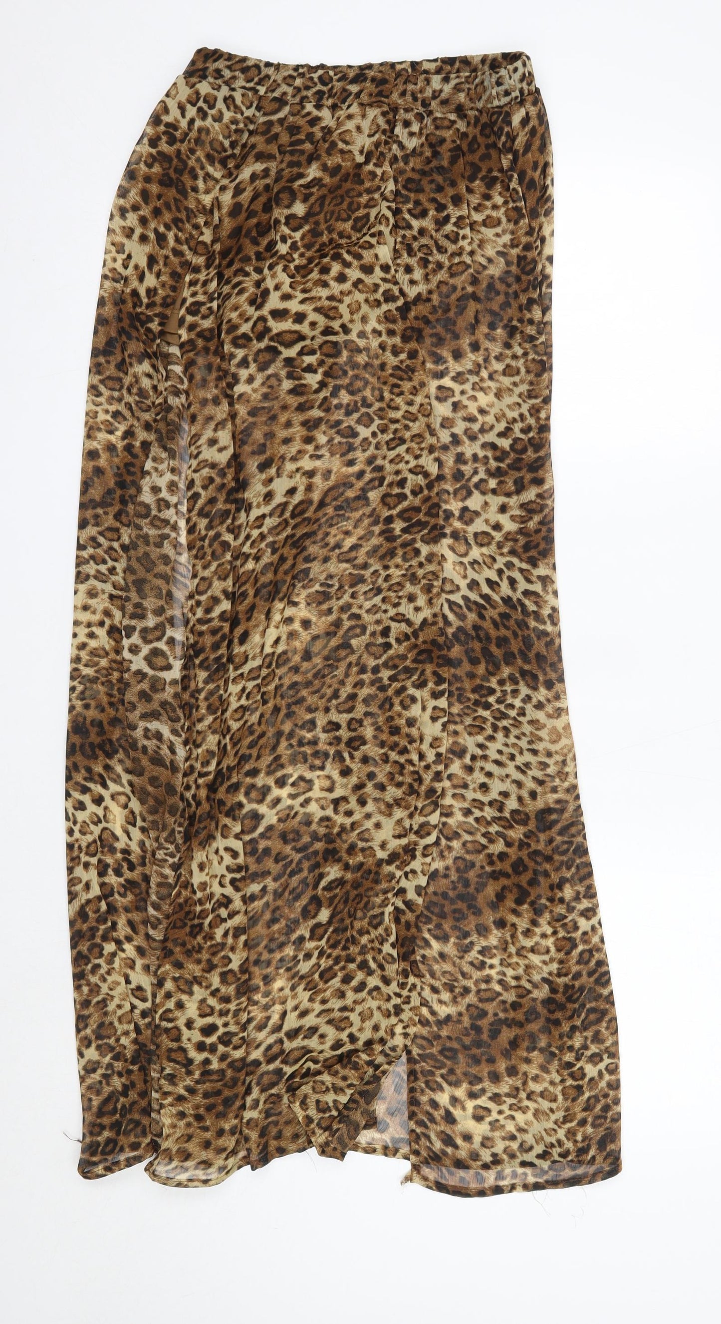 Blue Vanilla Womens Brown Animal Print Polyester Maxi Skirt Size L