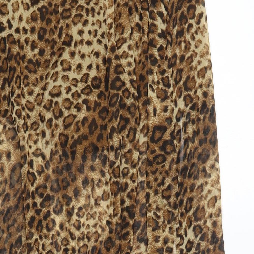Blue Vanilla Womens Brown Animal Print Polyester Maxi Skirt Size L