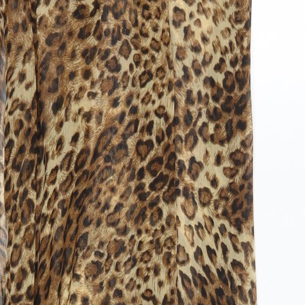 Blue Vanilla Womens Brown Animal Print Polyester Maxi Skirt Size L