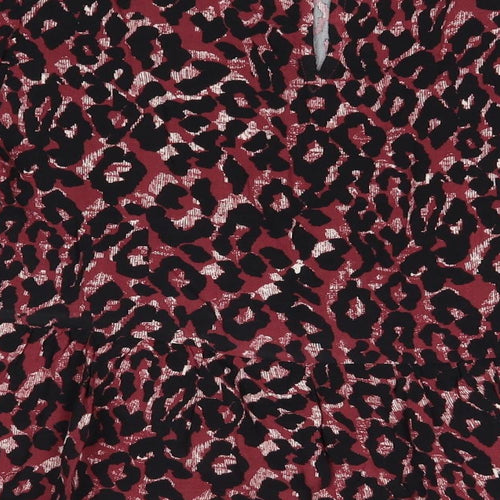 Peacocks Womens Pink Animal Print Viscose Basic Blouse Size 14 Round Neck